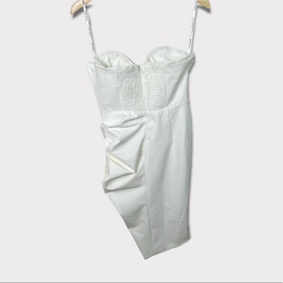 NEW Lavish Alice Bustier Corset Cocktail Dress White Size 10 Midi Asymmetrical - Picture 5 of 12